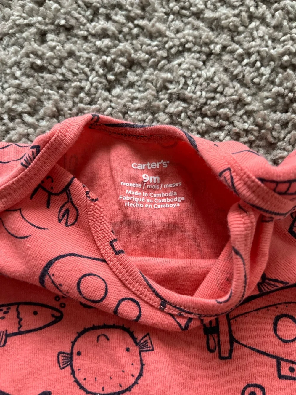 Carter's Coral Nautical Print Baby Tee